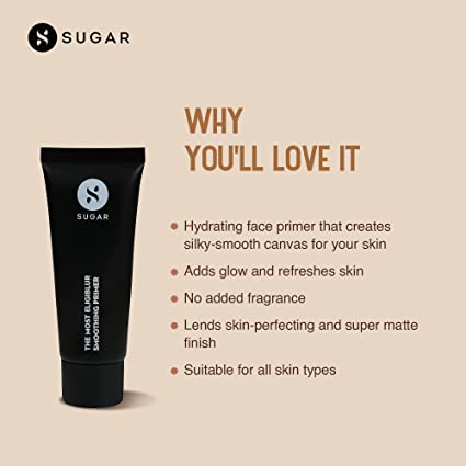 SUGAR Cosmetics The Most Eligiblur Smoothing Primer Full Coverage Primer with Super Matte Finish Cream Finish Primer Suitab