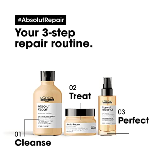 LOreal Professionnel Absolut Repair Shampoo With Gold Quinoa For Dry And Damaged Hair Serie Expert 300Ml