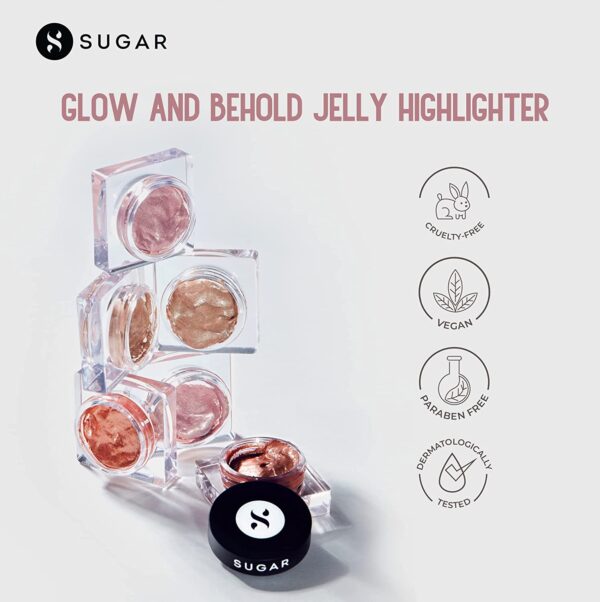 SUGAR Cosmetics Glow And Behold Jelly Highlighter 02 Peach Pioneer Peach Pink Gold Liquid Highlighter Long Lasting Highlighter for Natural Glow 3 1