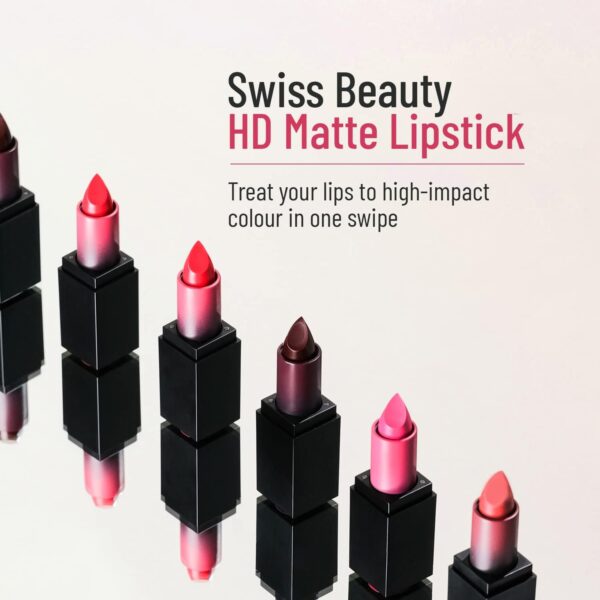 Swiss Beauty HD Matte Pigmented Smudge proof Lipstick Bold Wine 3.5g 2