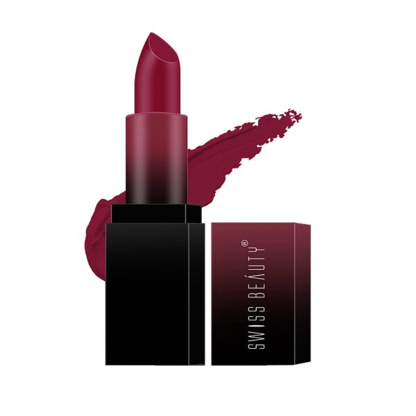 Swiss Beauty HD Matte Pigmented Smudge proof Lipstick Bold Wine 3.5g
