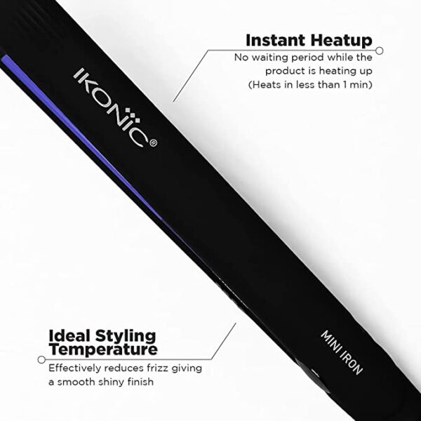 IKONIC MINI IRON HAIR STRAIGHTENER. COMPACT SIZE AND PERFECT TRAVEL COMPANION. SAFE ON CHEMIC