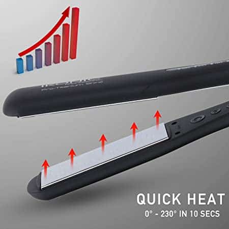 IKONIC PRO TITANIUM SHINE BLACK HAIR STRAIGHTENER WITH PROFESSIONAL PTC AND DUAL CERAMIC HEATERS FOR LONGER THICKER AND AFRO