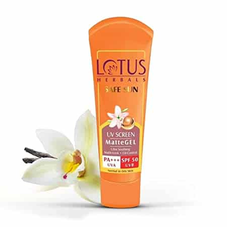 Lotus Herbals Safe Sun Invisible Matte Gel Sunscreen SPF 50 PA For Men Women Non Greasy Suitable for Oily Skin 50gWhite