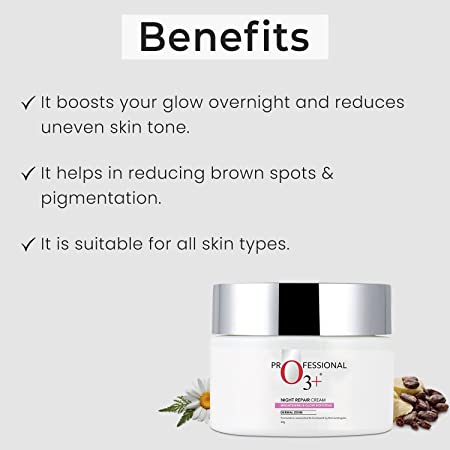 O3 Night Repair Cream Brightening Glow Boosting Dermal Zone 50gm 1