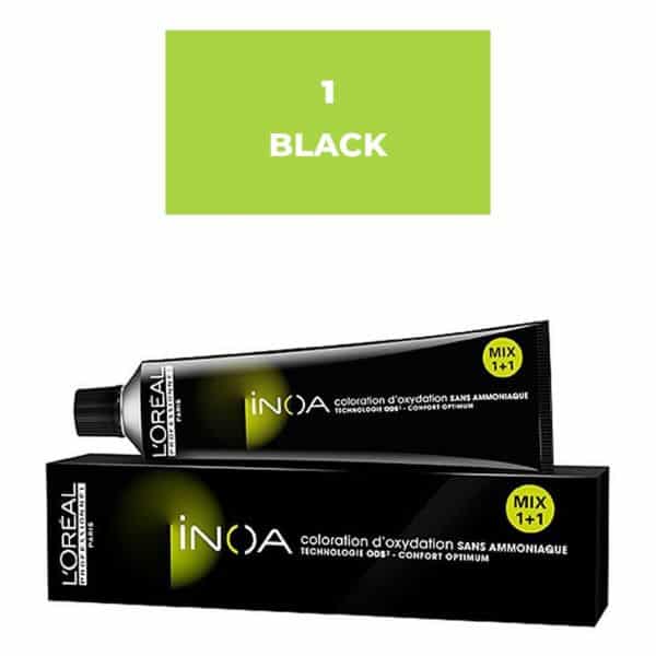 Loreal Professionnel Paris INOA Ammonia free Permanent Hair Color 1 Black NEW MRP
