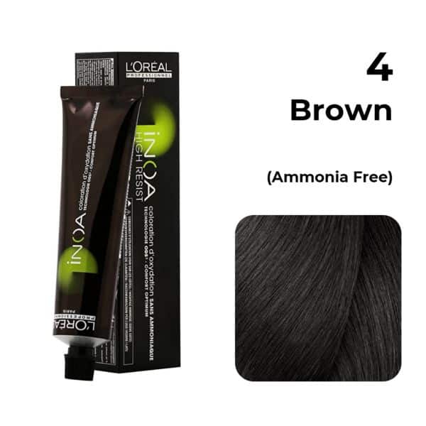 Loreal Professionnel Paris INOA Ammonia free Permanent Hair Color 4 Natural Brown