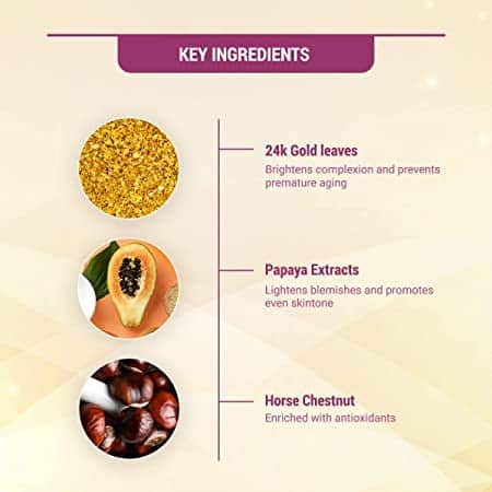 Lotus Radiant Gold Facial Kit for instant glow with 24K Pure Gold Papaya 4 easy steps 148g