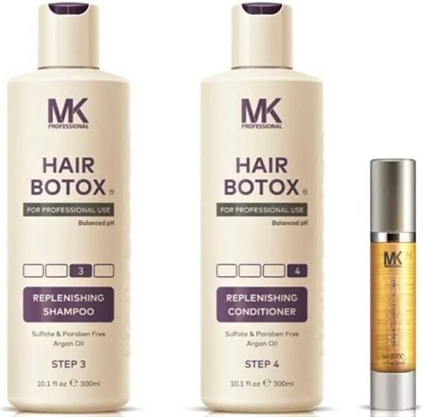 MK Professional Botox Hair Treatment Combo Replenishing Shampoo Conditioner 300ml Each 1 1