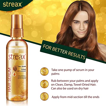 Streax Glossy Serum Shine Shampoo Conditioner with Walnut Hair Serum 1