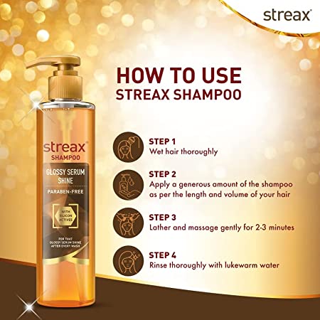 Streax Glossy Serum Shine Shampoo Conditioner with Walnut Hair Serum 3