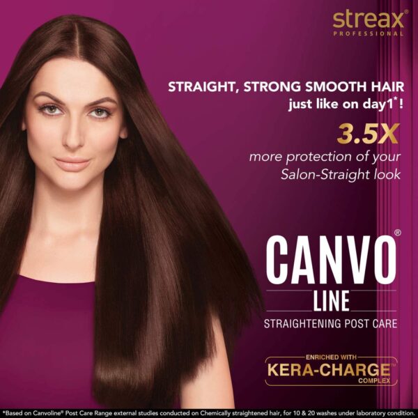 Streax Professional Canvoline Complete Hair Care Combo for Straightening Hair Streax Canvoline Shampoo 300ml Conditioner 240ml Serum 100ml