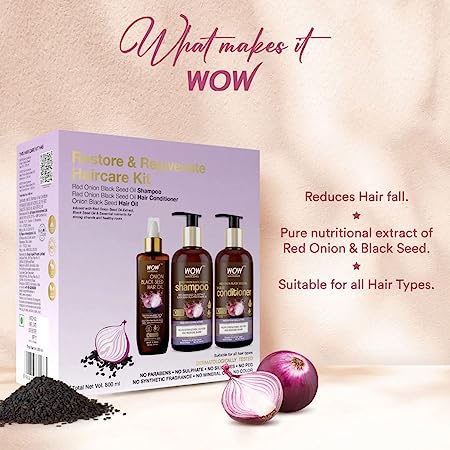 WOW Skin Science Onion Black Seed Oil Ultimate Care Kit Shampoo Hair Conditioner Hair Oil