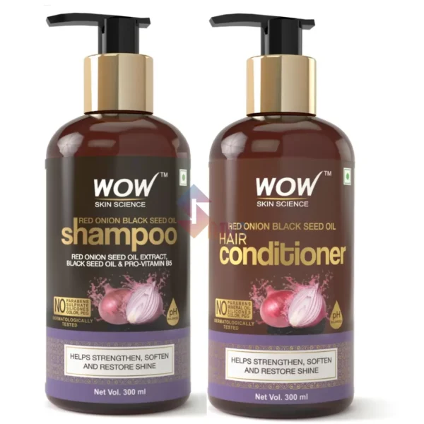 Wow Skin Science Red Onion Seed Oil Shampoo Conditioner 300ml Each 1