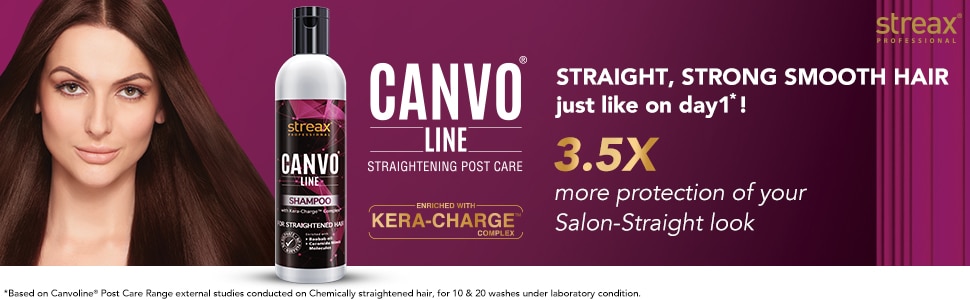 Streax Professional Canvoline Straightening Post Care Sulphate Paraben free Shampoo 300ml