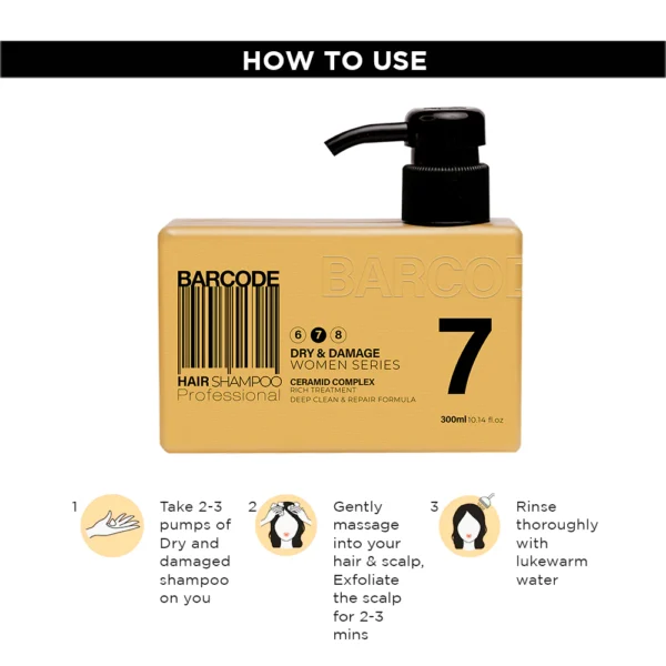 Barcode Professional Hair Shampoo For Dry Damaged 300ml2